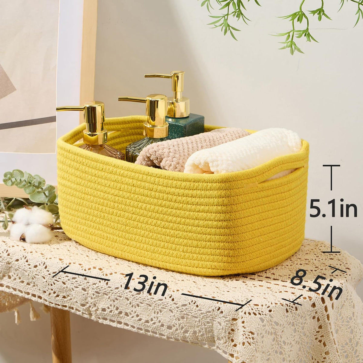 MiniArk Small Storage Baskets for Organizing | Closet Organizer Bins | Shelf Toy Basket | Woven Rope Baskets | Cube Decorative Box | Shallow Basket | L11.5xW7.5xH4.7| Brown