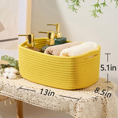 MiniArk Small Storage Baskets for Organizing | Closet Organizer Bins | Shelf Toy Basket | Woven Rope Baskets | Cube Decorative Box | Shallow Basket | L11.5xW7.5xH4.7| Brown