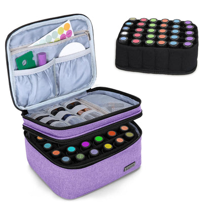 LUXJA Essential Oil Carrying Case - Holds 30 Bottles (5ml-30ml, Also Fits for Roller Bottles), Double-Layer Organizer for Essential Oil and Accessories, Black (Bag Only)