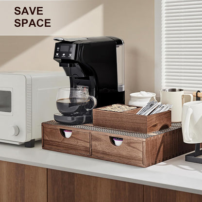 SMARTAKE Wooden K Cup Organizer Coffee Pod Storage Box, Coffee Pod Tea Organizer and Storage, K Pod Drawer Coffee Maker Stand, Kcup Holder for Countertop Kitchen Office Coffee Bar, 30 Pod Capacity