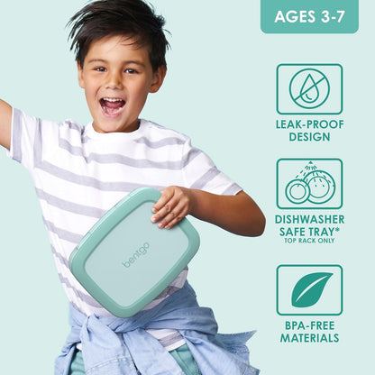 Bentgo Kids Bento-Style 5-Compartment Leak-Proof Lunch Box - Ideal Portion Sizes for Ages 3 to 7 - Durable, Drop-Proof, Dishwasher Safe, PFAS & BPA-Free & Made with Food-Safe Materials (Blue)