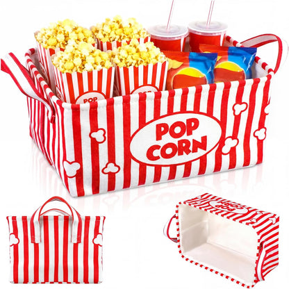 Snack Bar Organizer Basket, Burlap Fabric Snack Storage Holder with Waterproof Lining & Handles, Collapsible Bar Station Organizer Bin for Kitchen Pantry Cabinet Home Movie Night Party