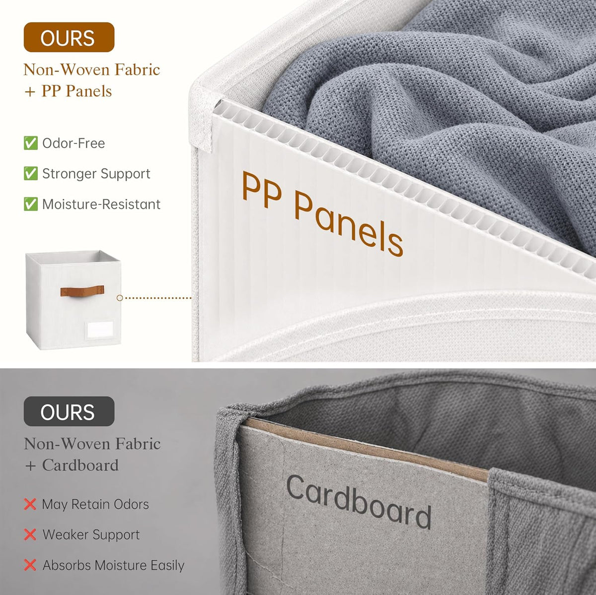 Storage Cubes, 11 Inch Fabric Storage Cubes Organizer Bins with Labels, Odor-Free & Sturdy PP Structure, Cubby Baskets for Closet, Shelves, Toys & Nursery (Beige)