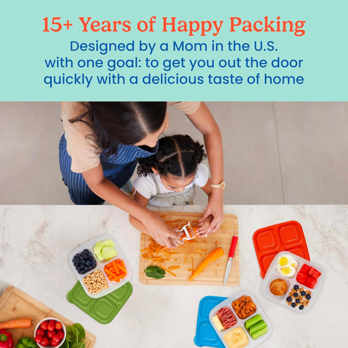 Bentgo Easyboxes 4-Compartment Snack Containers - 8-Piece Set with 4 Trays & 4 Custom-Fit Lids to Seal in Freshness - Reusable Food Storage & Meal Prep Bento BPA-Free Containers (Brights 4-Pack)