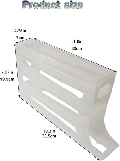 24 Eggs Egg Holder for Fridge,4 Tiers Egg Container,Auto Rolling Egg Organizer for Refrigerator,Cabinet&Pantry Space-Saving Egg Dispenser Holder,Ideal For Families And Busy Home Cooks (White)