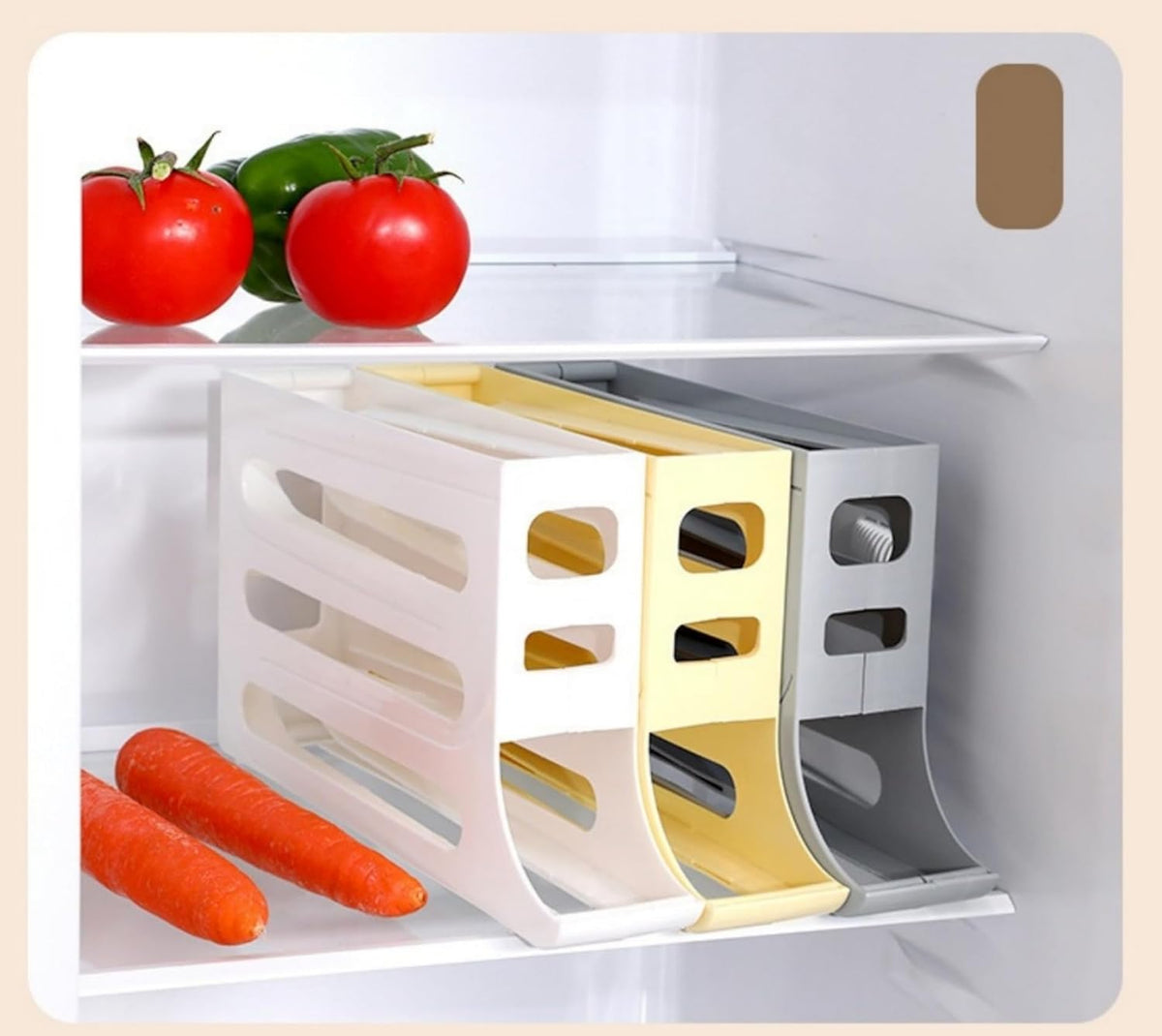 24 Eggs Egg Holder for Fridge,4 Tiers Egg Container,Auto Rolling Egg Organizer for Refrigerator,Cabinet&Pantry Space-Saving Egg Dispenser Holder,Ideal For Families And Busy Home Cooks (White)