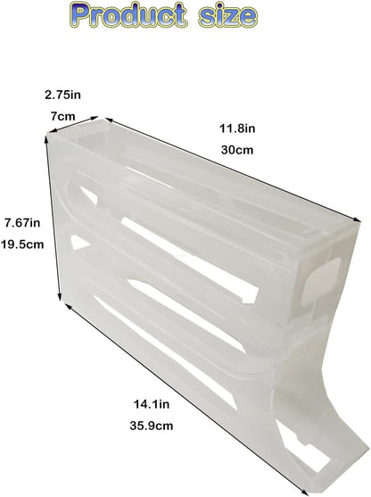 24 Eggs Egg Holder for Fridge,4 Tiers Egg Container,Auto Rolling Egg Organizer for Refrigerator,Cabinet&Pantry Space-Saving Egg Dispenser Holder,Ideal For Families And Busy Home Cooks (White)