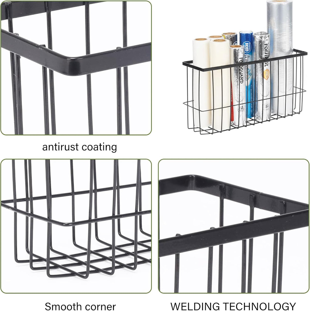 2 Pack Aluminum Foil and Plastic Wrap Organizer,Wall Mounted Cabinet Door Organizer,Kitchen Pantry Organizers and Storage,Wrapping Paper Shelf for Sandwich, Freezer, Ziplock Bag