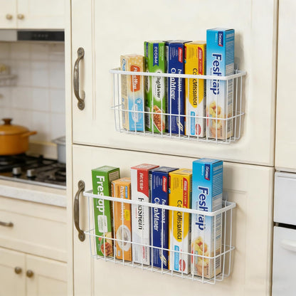 2 Pack Aluminum Foil and Plastic Wrap Organizer,Wall Mounted Cabinet Door Organizer,Kitchen Pantry Organizers and Storage,Wrapping Paper Shelf for Sandwich, Freezer, Ziplock Bag