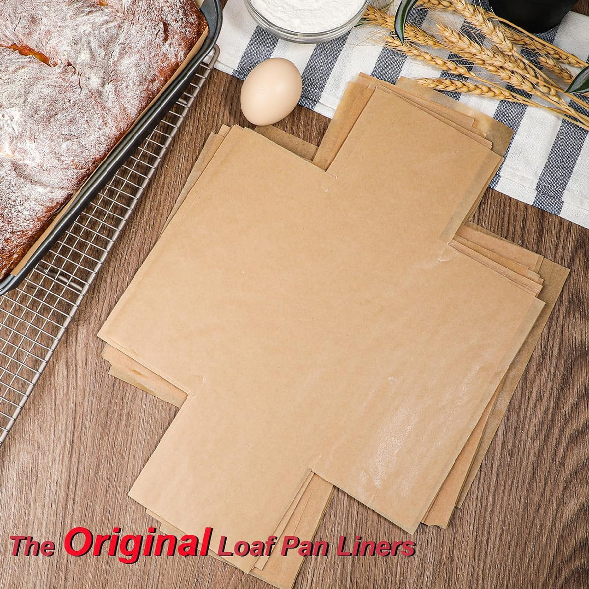 Unbleached Parchment Paper Loaf Pan Liners for Baking Bread 9"x5", 8.5''x4.5''&10''x5'', Original Precut, Non Toxic 100 Pcs Baking Paper