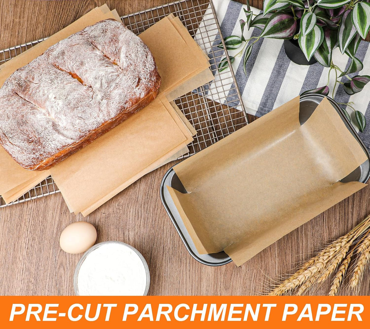 Unbleached Parchment Paper Loaf Pan Liners for Baking Bread 9"x5", 8.5''x4.5''&10''x5'', Original Precut, Non Toxic 100 Pcs Baking Paper