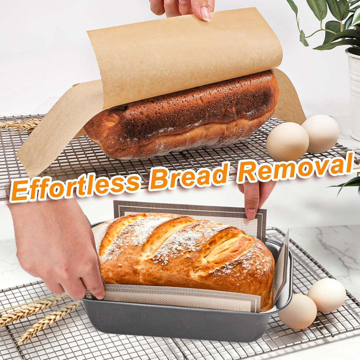 Unbleached Parchment Paper Loaf Pan Liners for Baking Bread 9"x5", 8.5''x4.5''&10''x5'', Original Precut, Non Toxic 100 Pcs Baking Paper