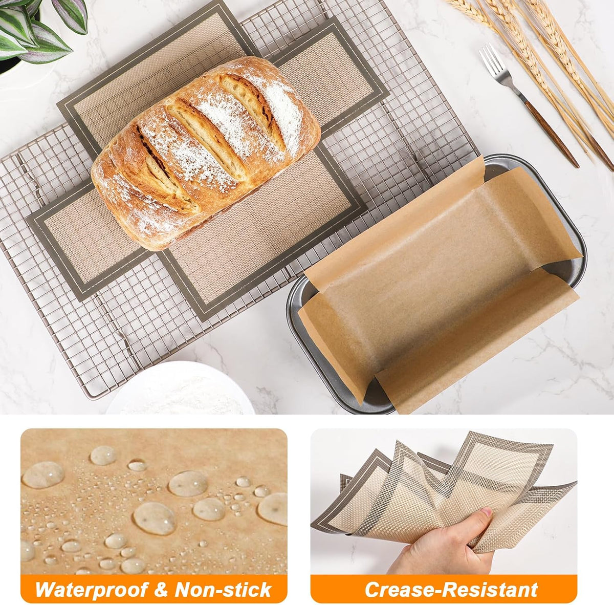 Unbleached Parchment Paper Loaf Pan Liners for Baking Bread 9"x5", 8.5''x4.5''&10''x5'', Original Precut, Non Toxic 100 Pcs Baking Paper
