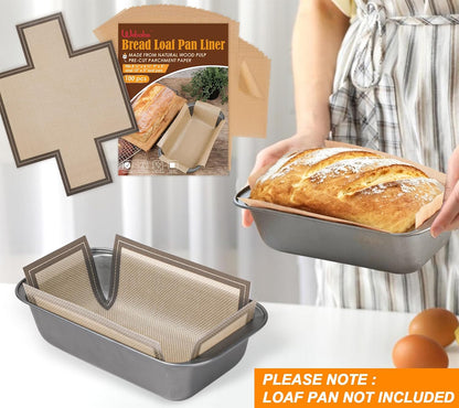 Unbleached Parchment Paper Loaf Pan Liners for Baking Bread 9"x5", 8.5''x4.5''&10''x5'', Original Precut, Non Toxic 100 Pcs Baking Paper