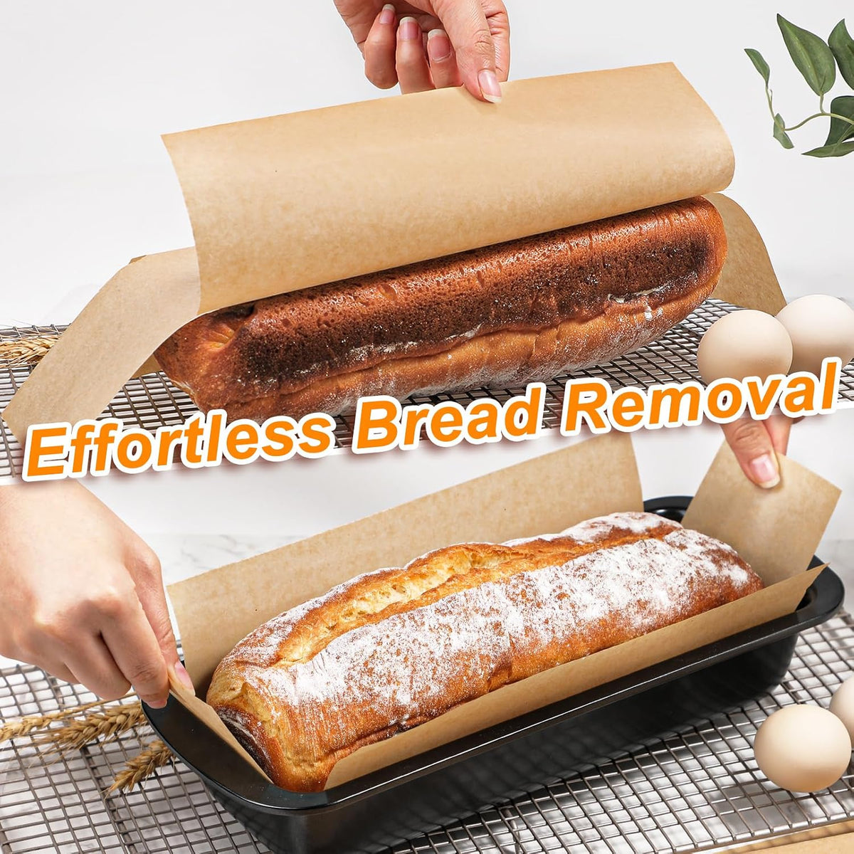 Unbleached Parchment Paper Loaf Pan Liners for Baking Bread 9"x5", 8.5''x4.5''&10''x5'', Original Precut, Non Toxic 100 Pcs Baking Paper