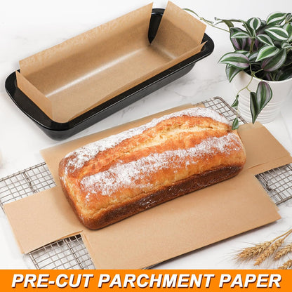 Unbleached Parchment Paper Loaf Pan Liners for Baking Bread 9"x5", 8.5''x4.5''&10''x5'', Original Precut, Non Toxic 100 Pcs Baking Paper