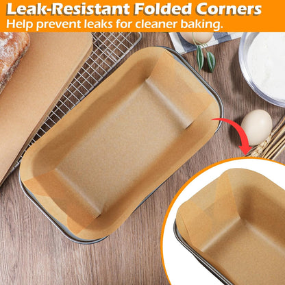 Unbleached Parchment Paper Loaf Pan Liners for Baking Bread 9"x5", 8.5''x4.5''&10''x5'', Original Precut, Non Toxic 100 Pcs Baking Paper