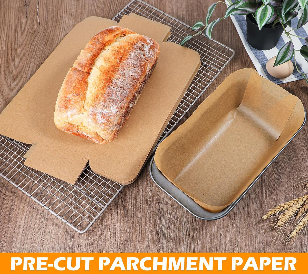 Unbleached Parchment Paper Loaf Pan Liners for Baking Bread 9"x5", 8.5''x4.5''&10''x5'', Original Precut, Non Toxic 100 Pcs Baking Paper