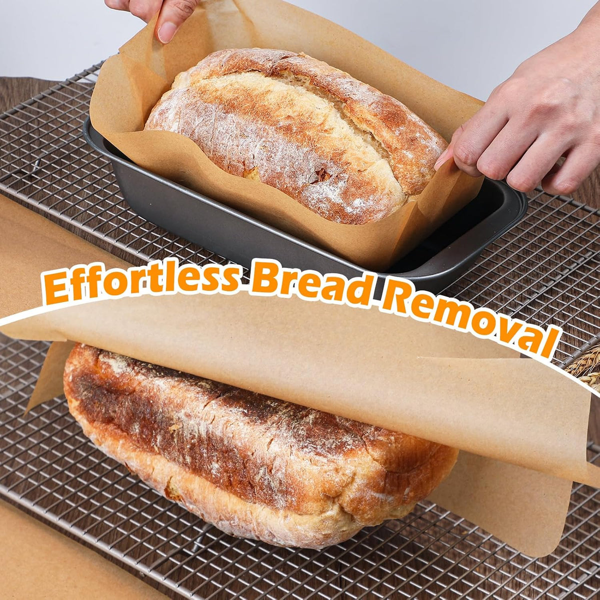 Unbleached Parchment Paper Loaf Pan Liners for Baking Bread 9"x5", 8.5''x4.5''&10''x5'', Original Precut, Non Toxic 100 Pcs Baking Paper