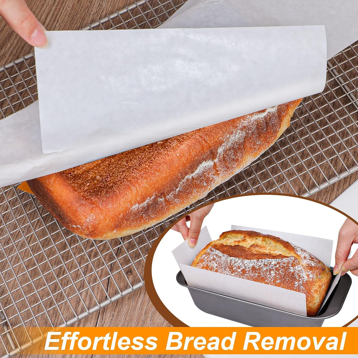 Unbleached Parchment Paper Loaf Pan Liners for Baking Bread 9"x5", 8.5''x4.5''&10''x5'', Original Precut, Non Toxic 100 Pcs Baking Paper