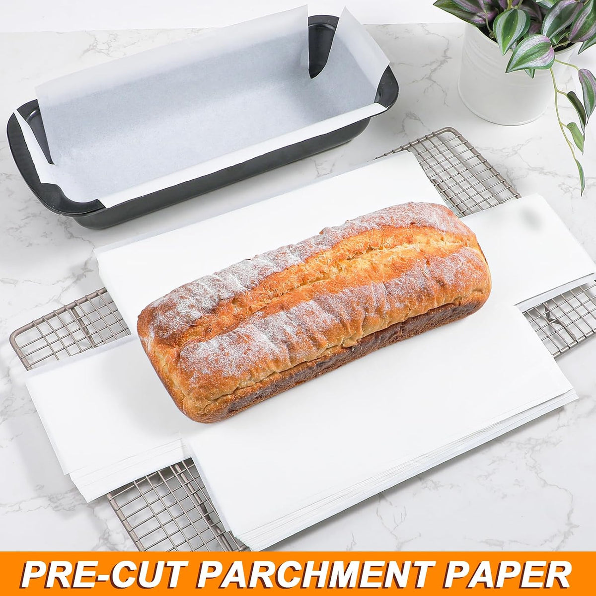 Unbleached Parchment Paper Loaf Pan Liners for Baking Bread 9"x5", 8.5''x4.5''&10''x5'', Original Precut, Non Toxic 100 Pcs Baking Paper