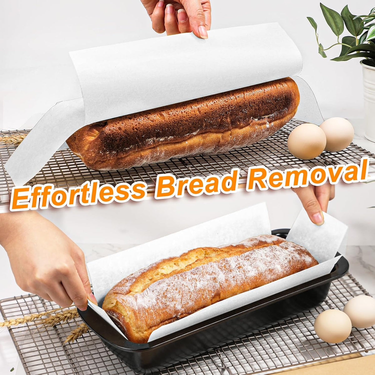 Unbleached Parchment Paper Loaf Pan Liners for Baking Bread 9"x5", 8.5''x4.5''&10''x5'', Original Precut, Non Toxic 100 Pcs Baking Paper