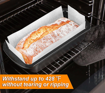 Unbleached Parchment Paper Loaf Pan Liners for Baking Bread 9"x5", 8.5''x4.5''&10''x5'', Original Precut, Non Toxic 100 Pcs Baking Paper