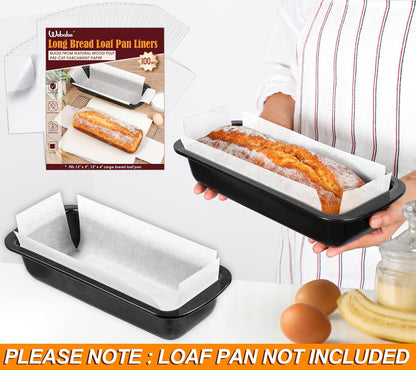 Unbleached Parchment Paper Loaf Pan Liners for Baking Bread 9"x5", 8.5''x4.5''&10''x5'', Original Precut, Non Toxic 100 Pcs Baking Paper