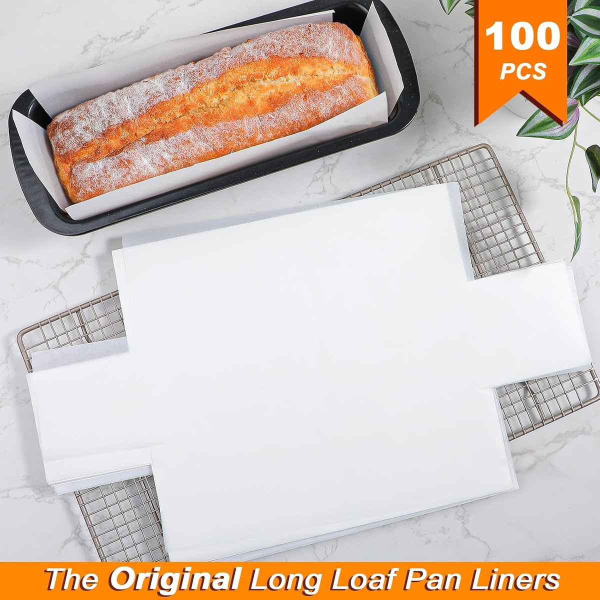 Unbleached Parchment Paper Loaf Pan Liners for Baking Bread 9"x5", 8.5''x4.5''&10''x5'', Original Precut, Non Toxic 100 Pcs Baking Paper