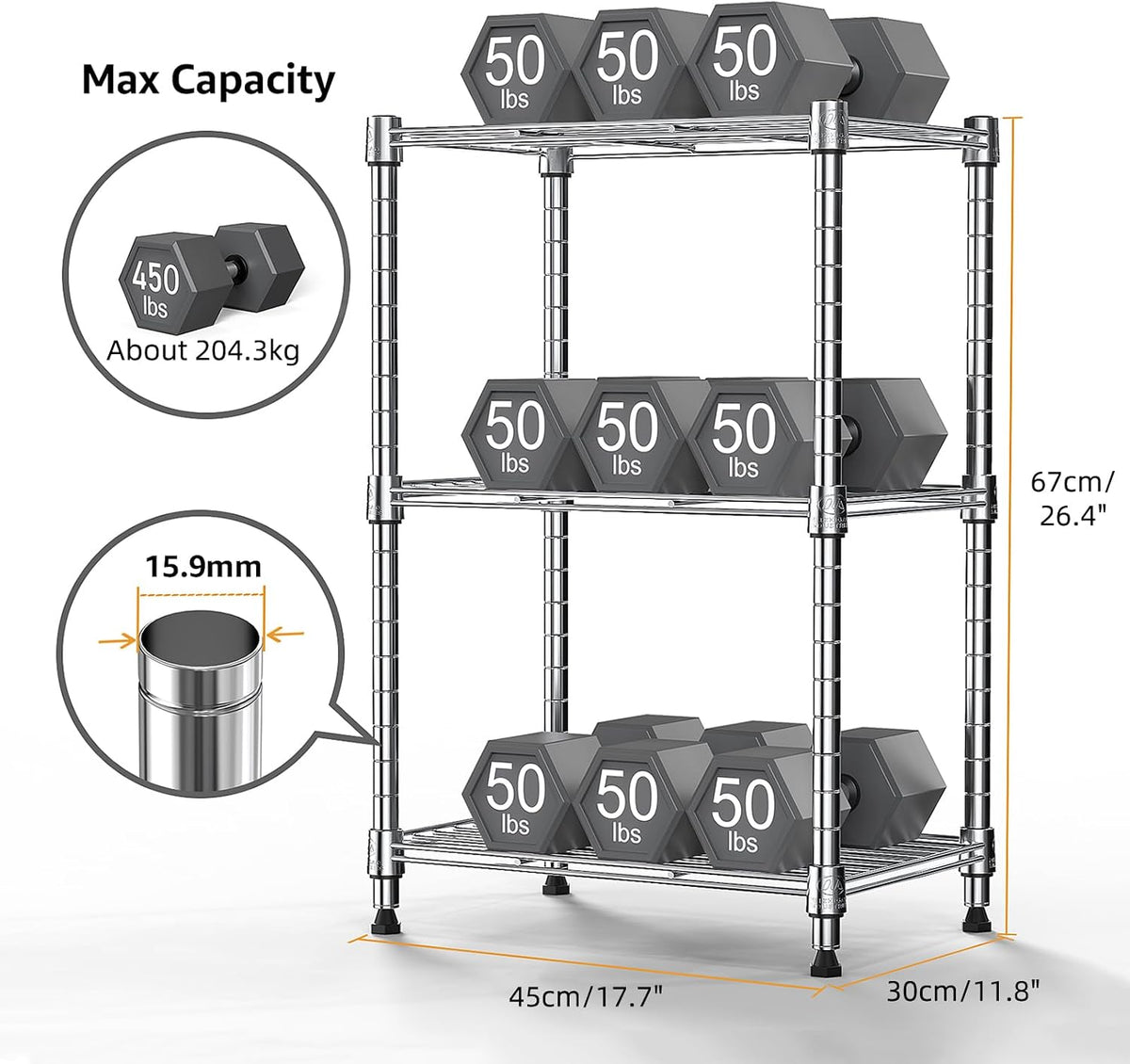 M MZG 1750 LBS Storage Shelves 5-Tier Utility Shelving Unit Steel Organizer Wire Rack for Home,Kitchen,Office,Garage, Capacity 17.7" D x 47.2" W x 72.3" H - Colors B