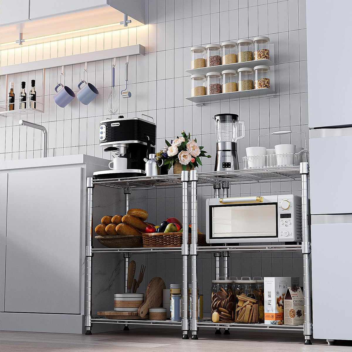 M MZG 1750 LBS Storage Shelves 5-Tier Utility Shelving Unit Steel Organizer Wire Rack for Home,Kitchen,Office,Garage, Capacity 17.7" D x 47.2" W x 72.3" H - Colors B