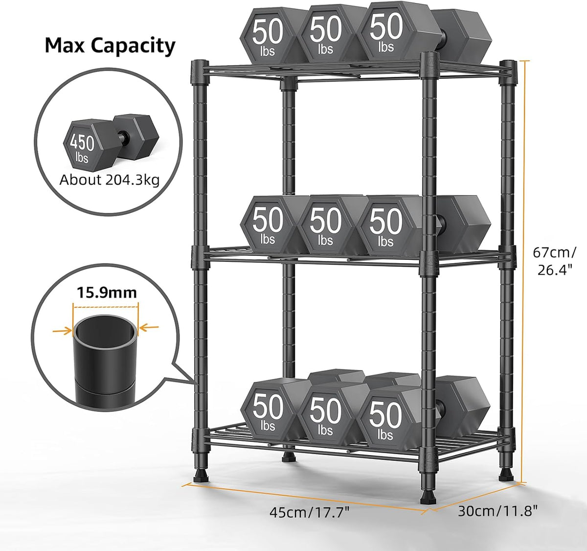 M MZG 1750 LBS Storage Shelves 5-Tier Utility Shelving Unit Steel Organizer Wire Rack for Home,Kitchen,Office,Garage, Capacity 17.7" D x 47.2" W x 72.3" H - Colors B