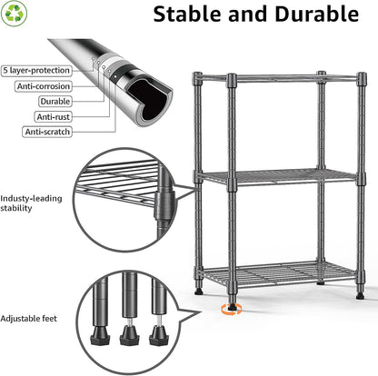 M MZG 1750 LBS Storage Shelves 5-Tier Utility Shelving Unit Steel Organizer Wire Rack for Home,Kitchen,Office,Garage, Capacity 17.7" D x 47.2" W x 72.3" H - Colors B