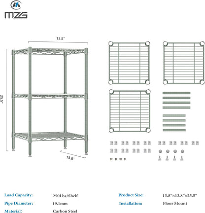 M MZG 1750 LBS Storage Shelves 5-Tier Utility Shelving Unit Steel Organizer Wire Rack for Home,Kitchen,Office,Garage, Capacity 17.7" D x 47.2" W x 72.3" H - Colors B