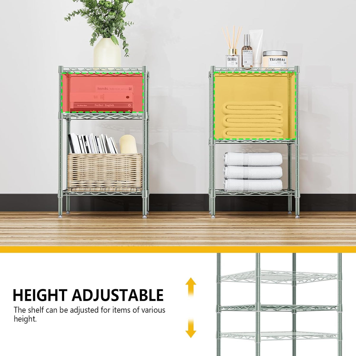 M MZG 1750 LBS Storage Shelves 5-Tier Utility Shelving Unit Steel Organizer Wire Rack for Home,Kitchen,Office,Garage, Capacity 17.7" D x 47.2" W x 72.3" H - Colors B