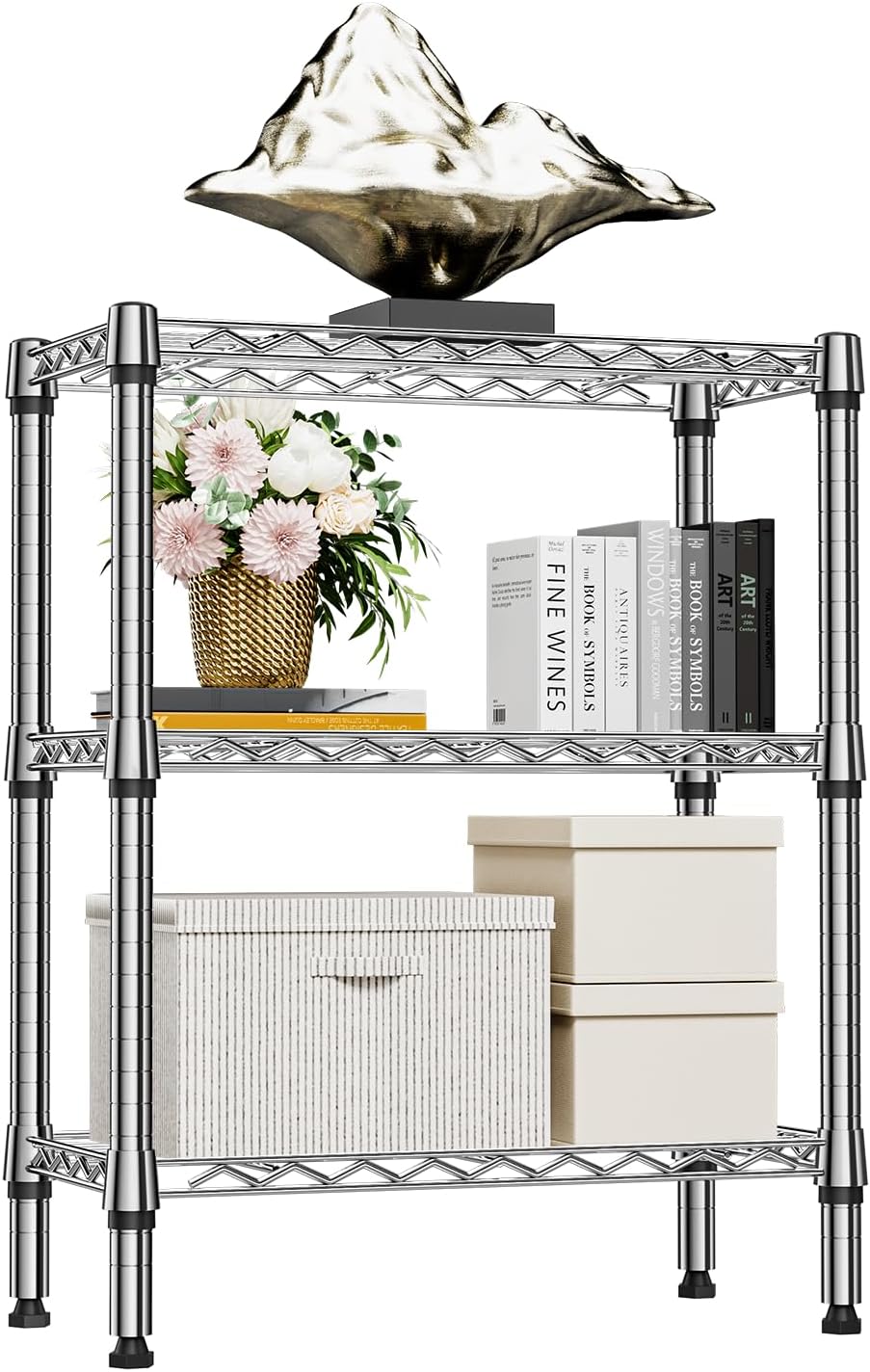 M MZG 1750 LBS Storage Shelves 5-Tier Utility Shelving Unit Steel Organizer Wire Rack for Home,Kitchen,Office,Garage, Capacity 17.7" D x 47.2" W x 72.3" H - Colors B