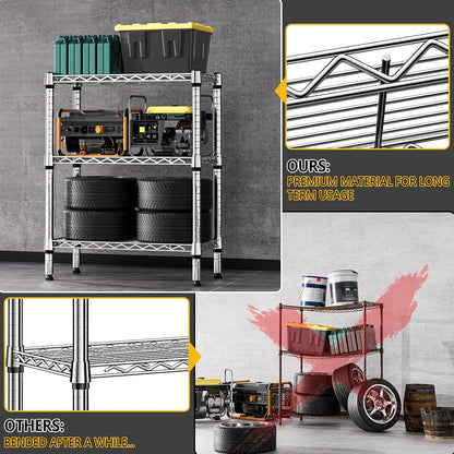 M MZG 1750 LBS Storage Shelves 5-Tier Utility Shelving Unit Steel Organizer Wire Rack for Home,Kitchen,Office,Garage, Capacity 17.7" D x 47.2" W x 72.3" H - Colors B