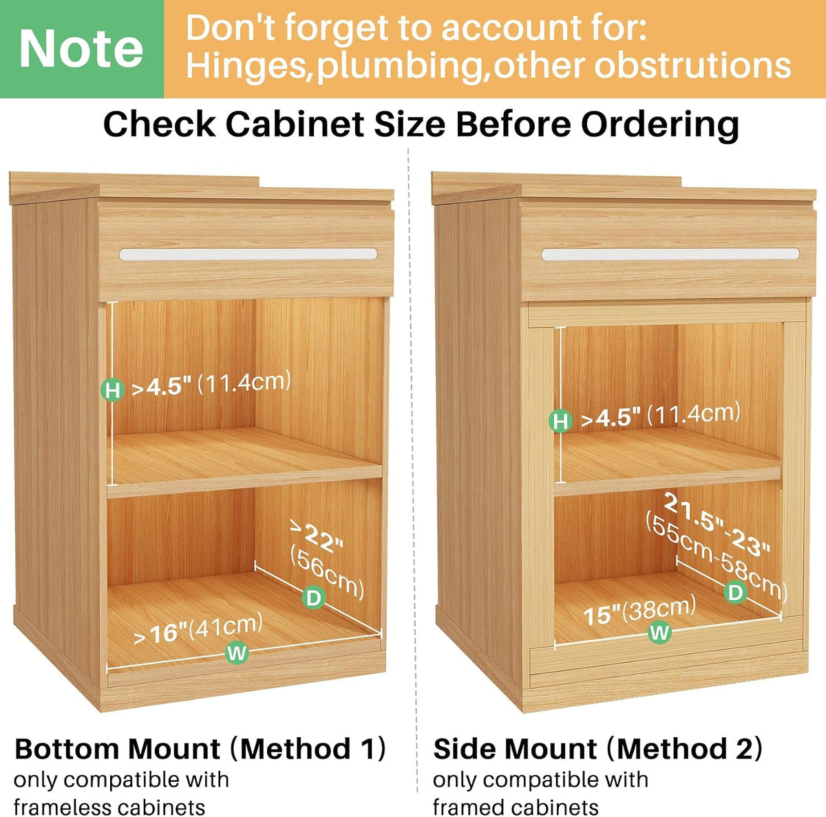 Pull Out Cabinet Organizer, Soft Close Wooden Slide Out Drawers for Pots and Pans, Full-extension Roll Out Shelves for Kitchen Cabinets, Pantry Organization, Bottom & Side Mount(15"W X 21"D x 3.4''H)