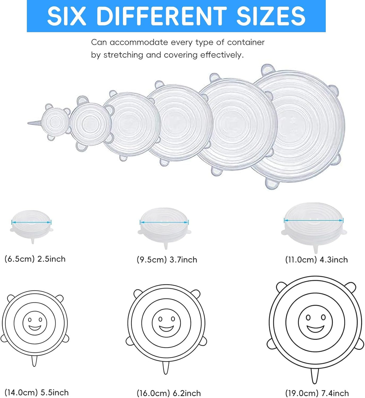 12PCS Silicone Stretch Lids for Food Storage, 6 Specifications of Reusable Silicone Bowl Cover, Suitable for Various Food Containers, High and Low Temperature Scenarios (Microwave Ovens, Freezers)