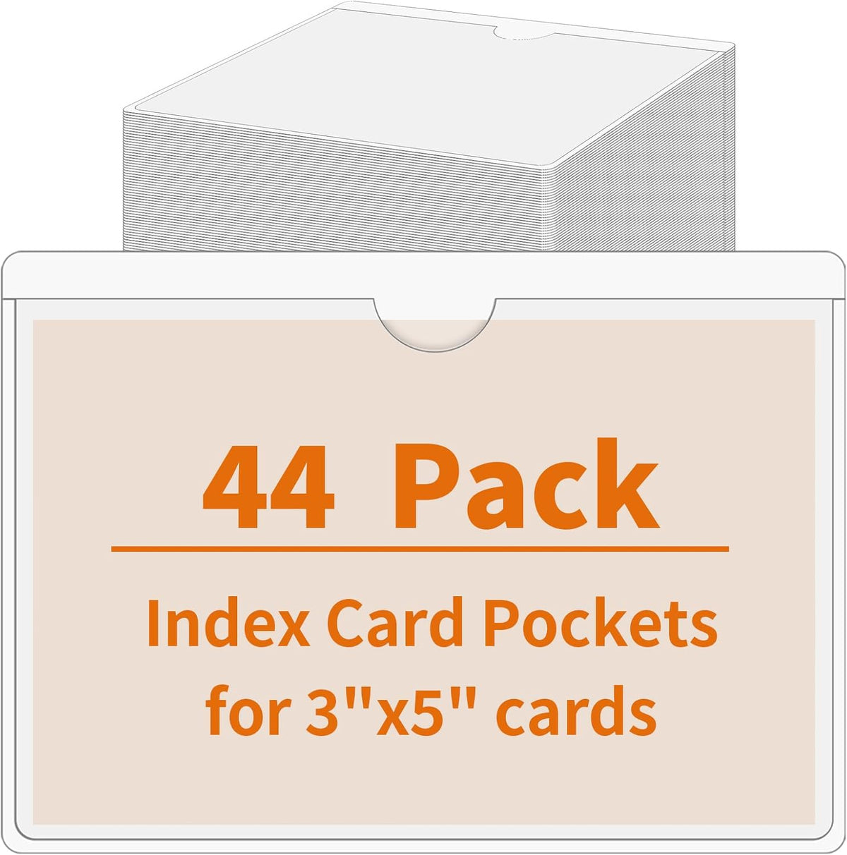 44 Pcs Storage Bin Labels, 3×5 in Index Card Holder, Clear Adhesive Pockets | Strong Adhesive, Waterproof & Clear, Removable with No Residue, for Tote Bin Box Drawer, Library Classroom Organization
