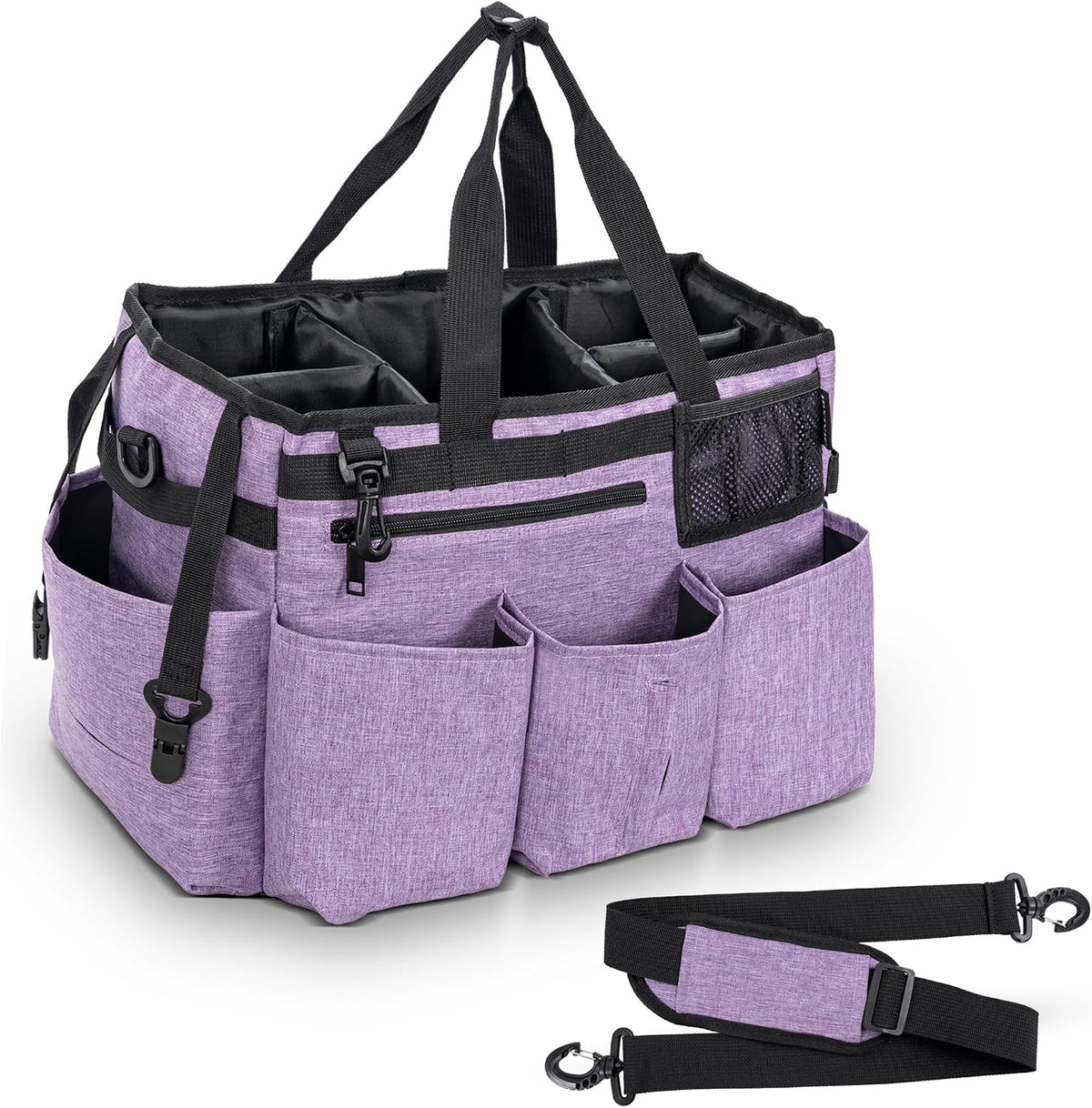 IBVIVIC Wearable Cleaning Caddy Bag for Cleaning Supplies, Black | Cleaning Organizer Tote Bag with Handle & Shoulder Straps Kitchen Cleaning Supplies Storage Bag for Cleaners & Housekeepers