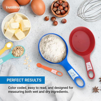 Measuring Cups and Spoons Set, 12-Piece Rainforest Collection with Color-Coded Nesting Design for Cooking and Baking, Dishwasher Safe