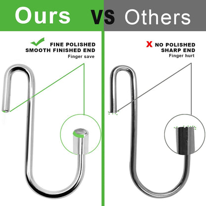 30 Pack 2.4 inches Heavy Duty S Hooks for Hanging, Pan Pot Holder Wire Shelves Rack Hooks for Hanging, S Shaped Hanger Metal Hooks for Kitchen Pots Utensils Jeans Clothes Bags Hats Towels Plants