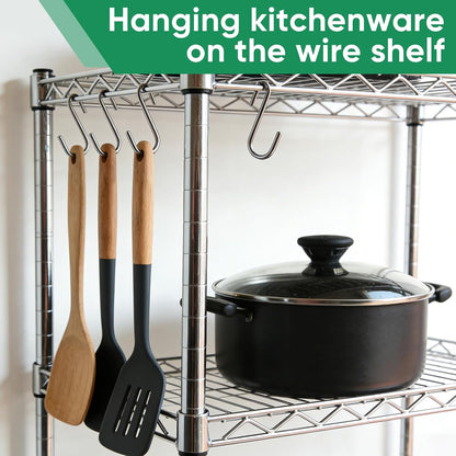 30 Pack 2.4 inches Heavy Duty S Hooks for Hanging, Pan Pot Holder Wire Shelves Rack Hooks for Hanging, S Shaped Hanger Metal Hooks for Kitchen Pots Utensils Jeans Clothes Bags Hats Towels Plants