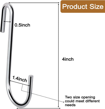 30 Pack 2.4 inches Heavy Duty S Hooks for Hanging, Pan Pot Holder Wire Shelves Rack Hooks for Hanging, S Shaped Hanger Metal Hooks for Kitchen Pots Utensils Jeans Clothes Bags Hats Towels Plants