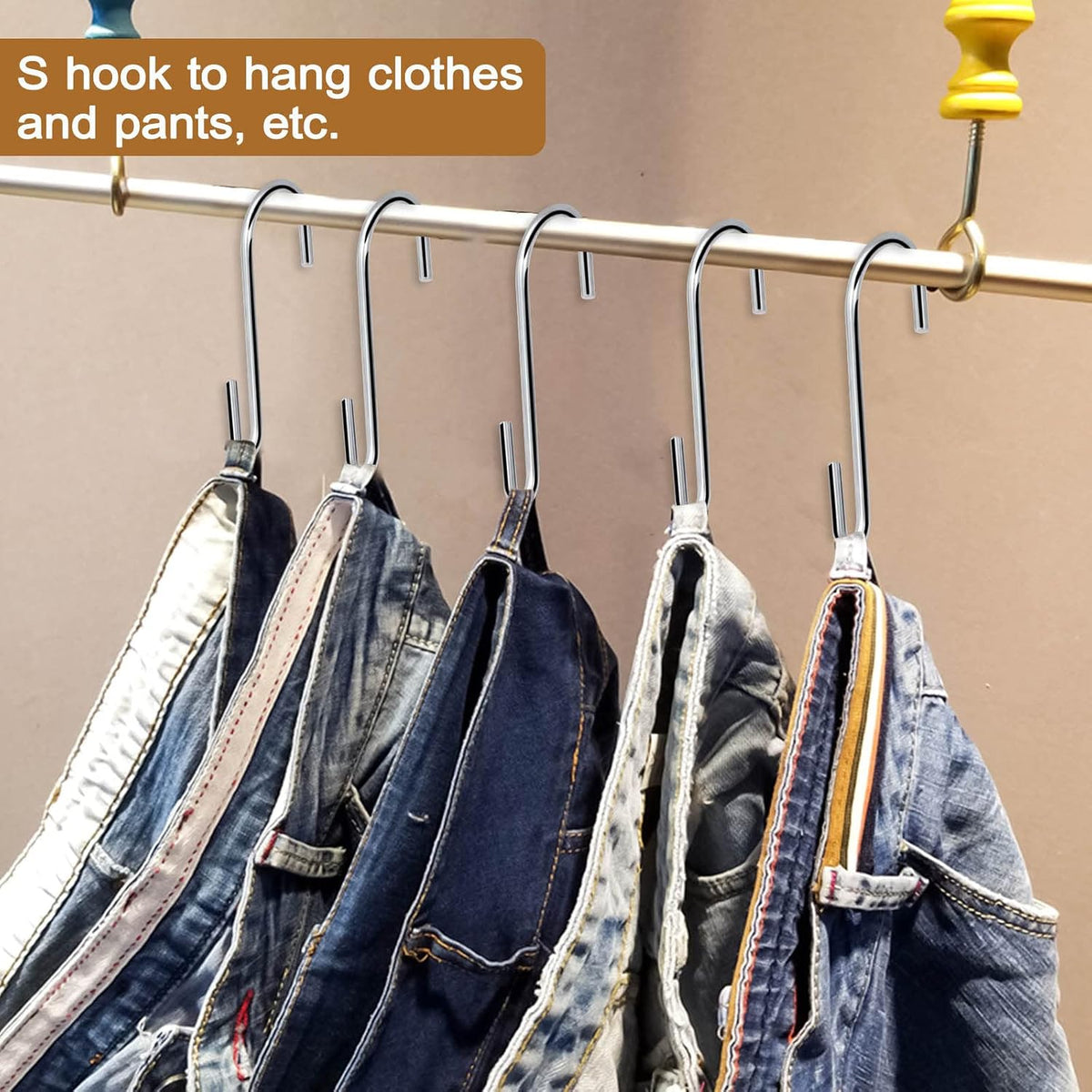 30 Pack 2.4 inches Heavy Duty S Hooks for Hanging, Pan Pot Holder Wire Shelves Rack Hooks for Hanging, S Shaped Hanger Metal Hooks for Kitchen Pots Utensils Jeans Clothes Bags Hats Towels Plants