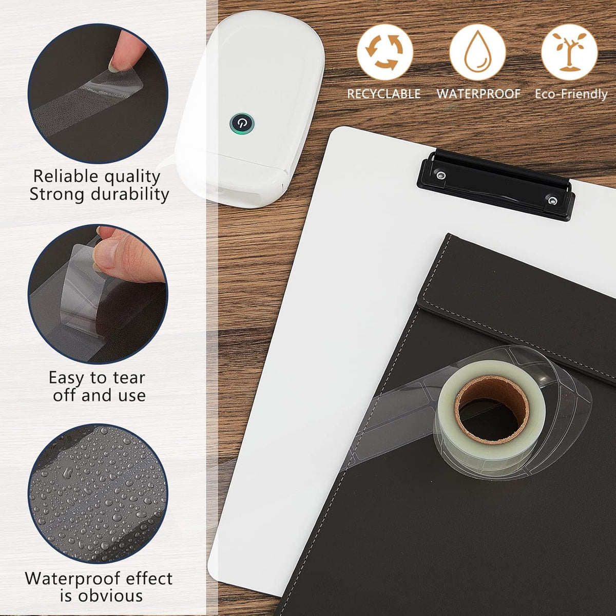 500 Pcs Label Protector Back to School Clear Labels Stickers Wafer Seals Waterproof Labels Library Supplies for Protecting Barcodes, Numbers and Stickers (4 x 2 Inch,Rectangle)