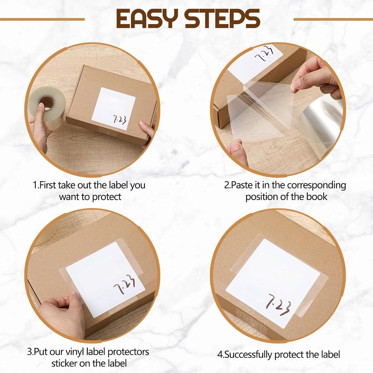 500 Pcs Label Protector Back to School Clear Labels Stickers Wafer Seals Waterproof Labels Library Supplies for Protecting Barcodes, Numbers and Stickers (4 x 2 Inch,Rectangle)