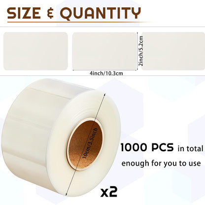 500 Pcs Label Protector Back to School Clear Labels Stickers Wafer Seals Waterproof Labels Library Supplies for Protecting Barcodes, Numbers and Stickers (4 x 2 Inch,Rectangle)