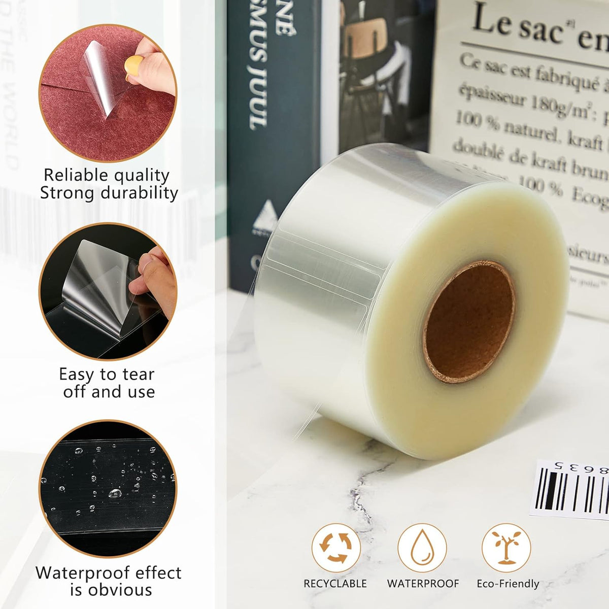 500 Pcs Label Protector Back to School Clear Labels Stickers Wafer Seals Waterproof Labels Library Supplies for Protecting Barcodes, Numbers and Stickers (4 x 2 Inch,Rectangle)